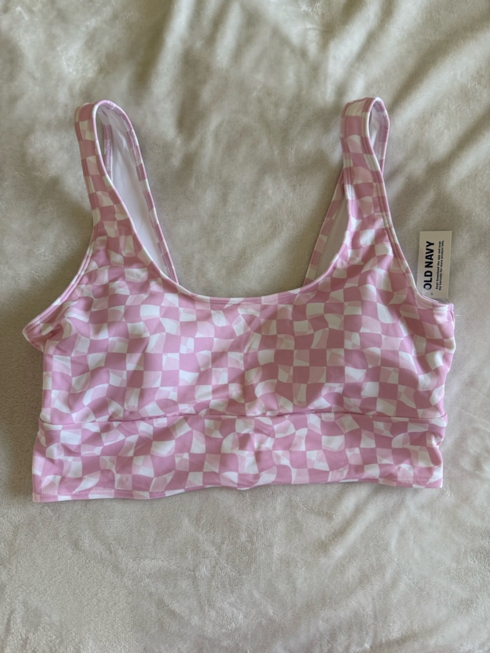 Old Navy Pink and White Checkered Bikini Top